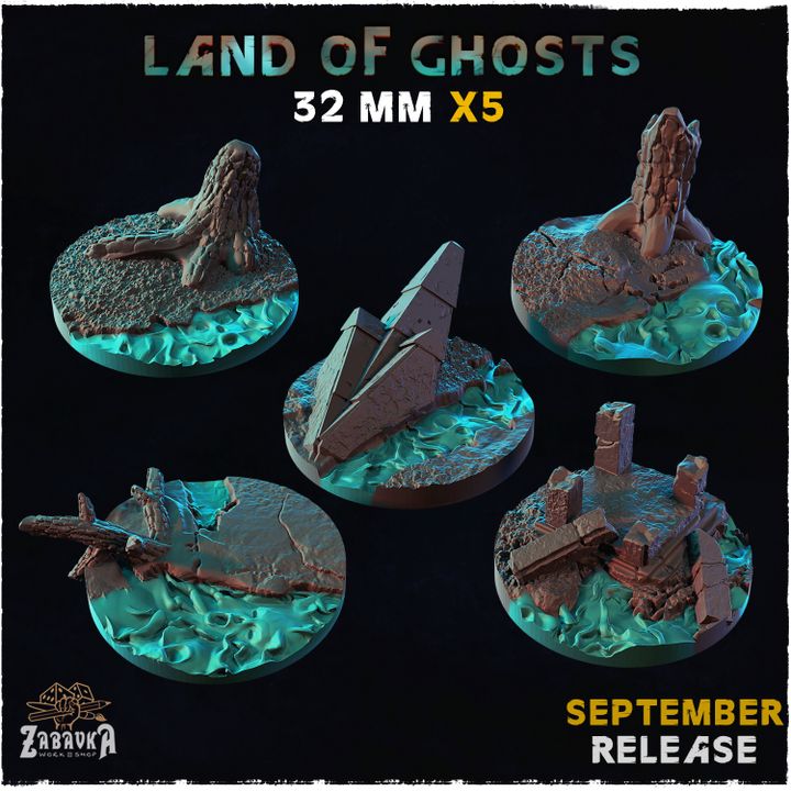 3d Printable Land Of Ghosts Bases And Toppers Small Set By Zabavka Workshop 1547